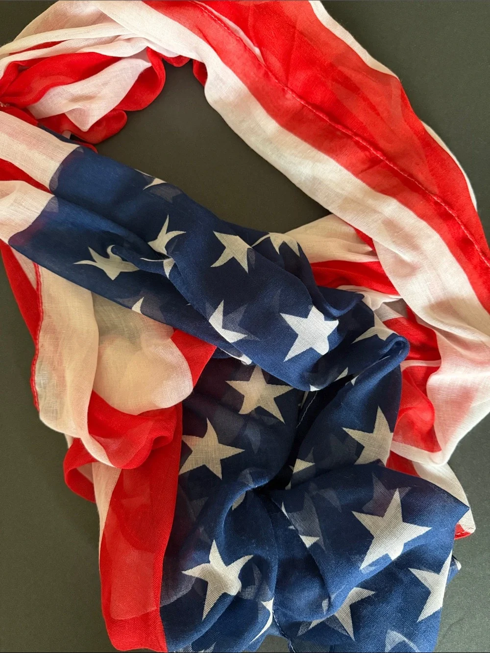 Patriotic AMERICAN Red White and Blue Stars Scarf